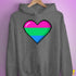Polysexual Pride 8-Bit Pixel Heart Hoodie - Grey Heather